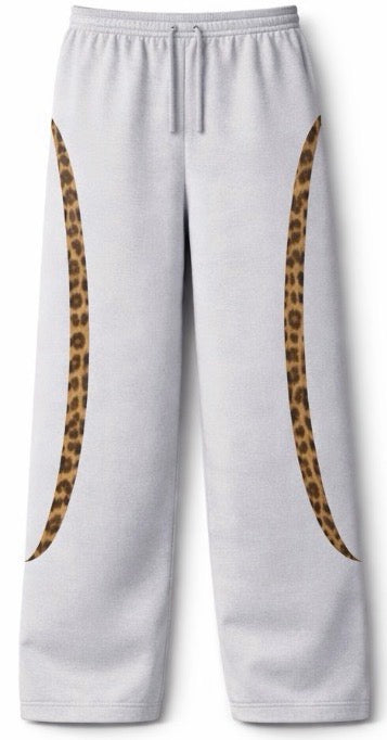 Leopard Panel Sweatpants – Grey