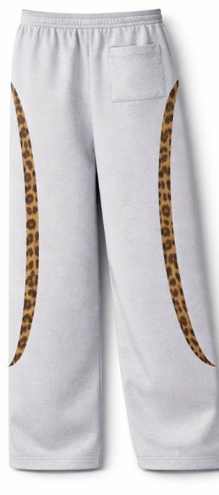 Leopard Panel Sweatpants – Grey