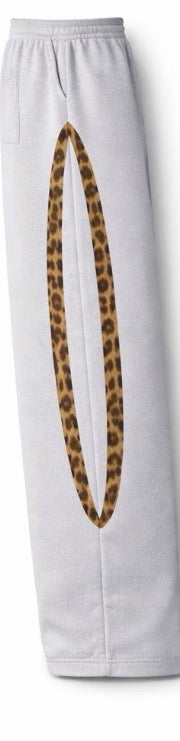 Leopard Panel Sweatpants – Grey