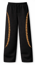 Black Baggy Sweatpants – Leopard Panel