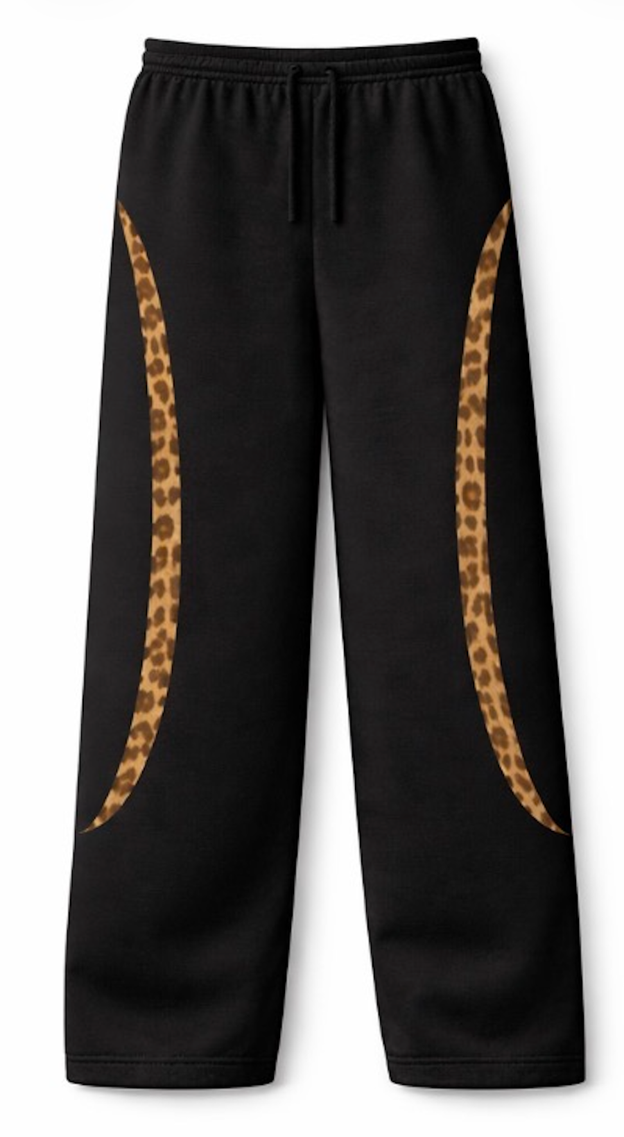 Black Baggy Sweatpants – Leopard Panel