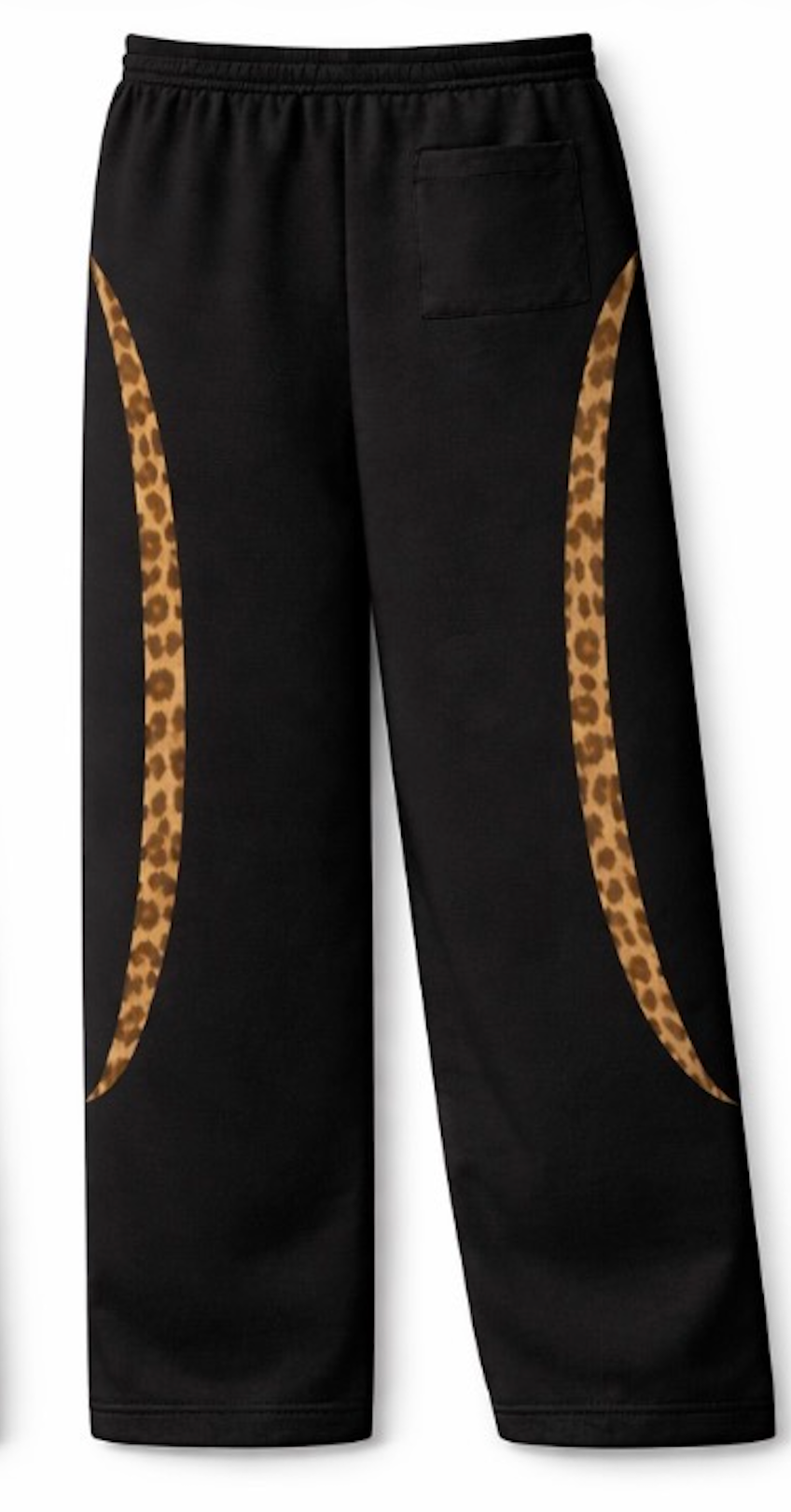 Black Baggy Sweatpants – Leopard Panel