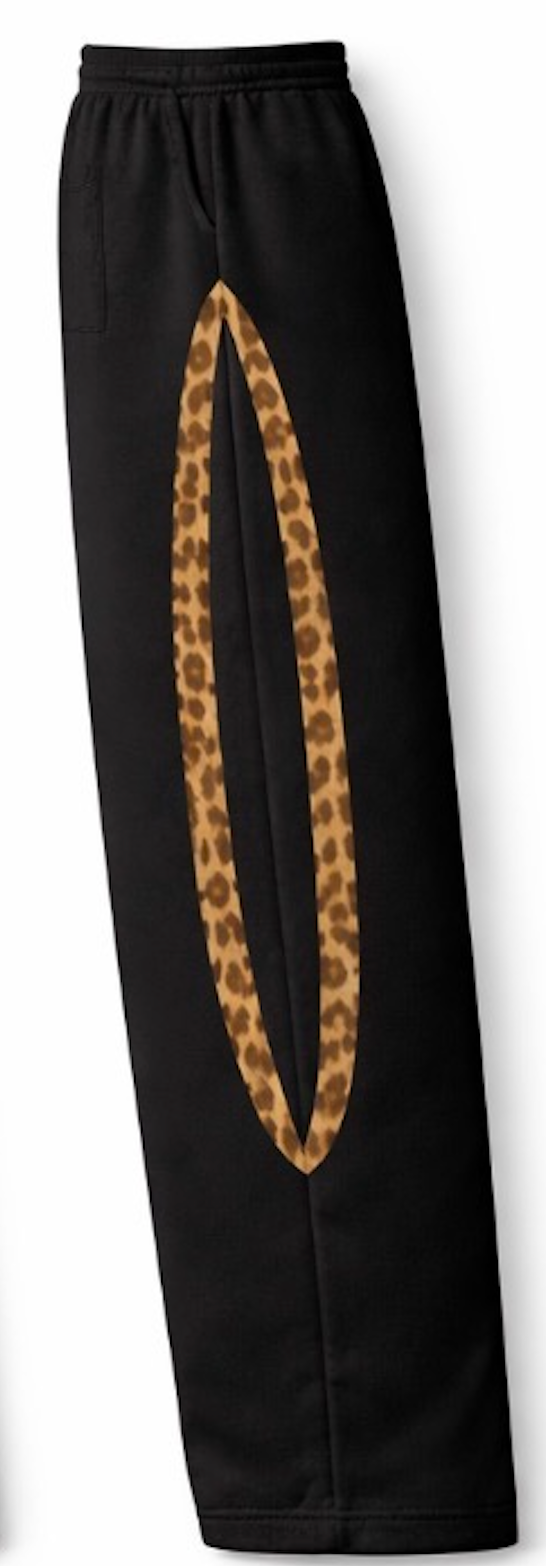 Black Baggy Sweatpants – Leopard Panel